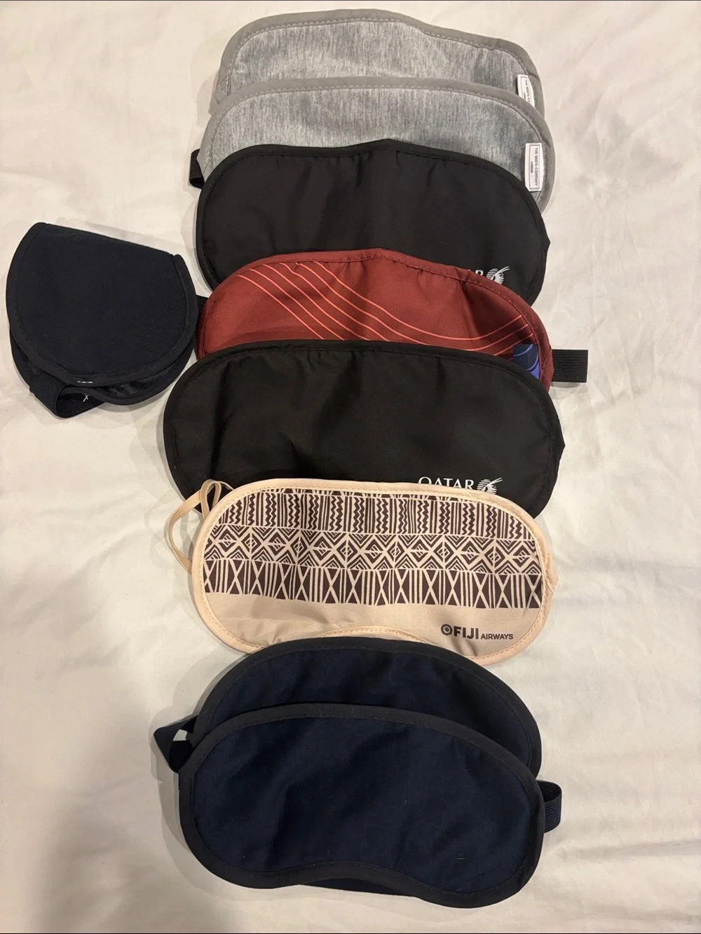 Assorted Travel Sleep Masks - Navy, Black, Gray, Rust & Cream